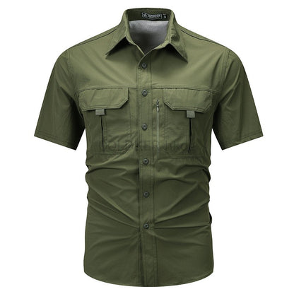 2024 Summer New Cargo Shirt Short Sleeve Men's Cargo T-shirt Outdoor Navy Multi-pocket Breathable Camping Hiking Work Shirts