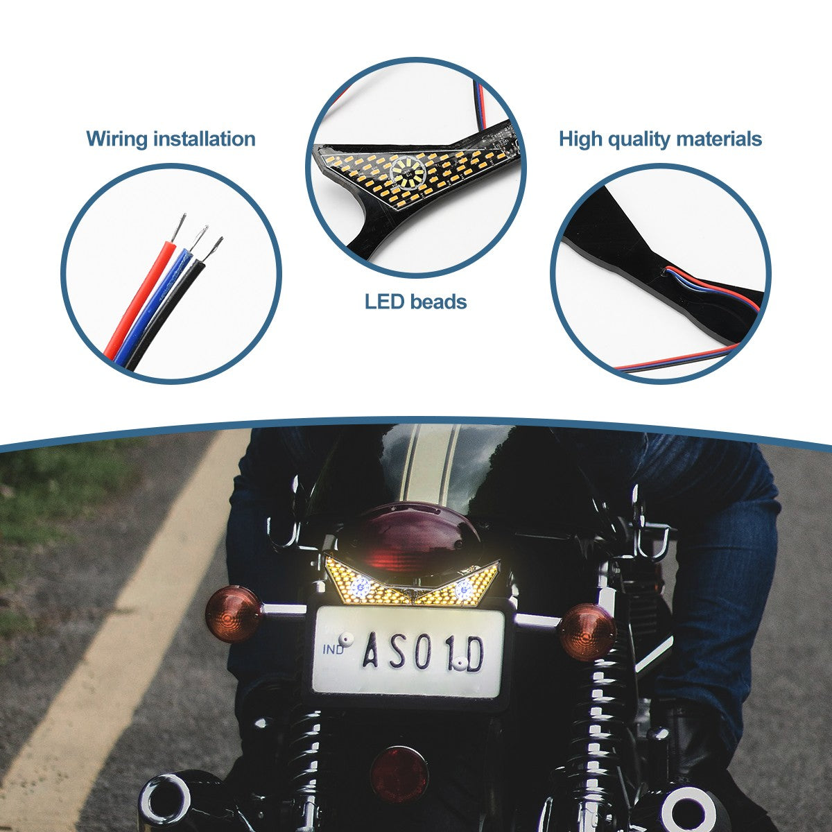 1 Par Luz de Placa de Moto Lanterna Traseira Modificada Lâmpada de Atmosfera Decorativa LED Olho de Diabo Strobo Luzes Únicas 12V Universal