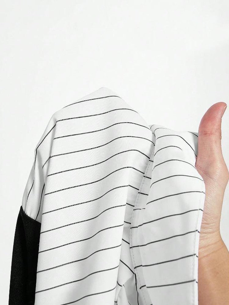 Women Elegant Striped Shirt Business Casual Office Blouse with Lapel Spliced Design Fashion Slim Fit Work Shirt