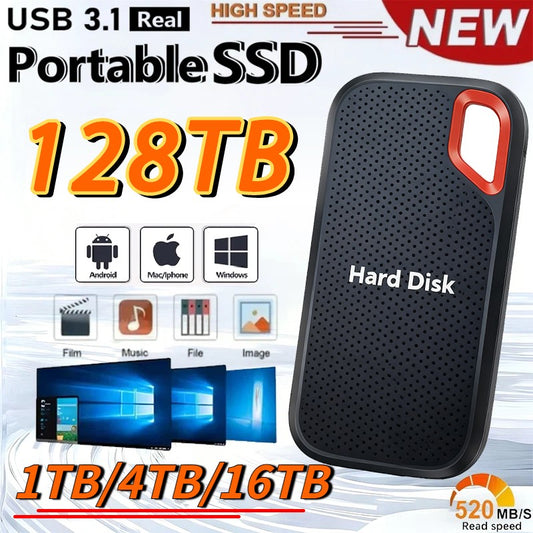 Original SSD 1TB High Speed External Hard Drive USB 3.1 Type-C Interface Hard Disk 4TB Mass Solid Drive for Laptop/PC/MAC