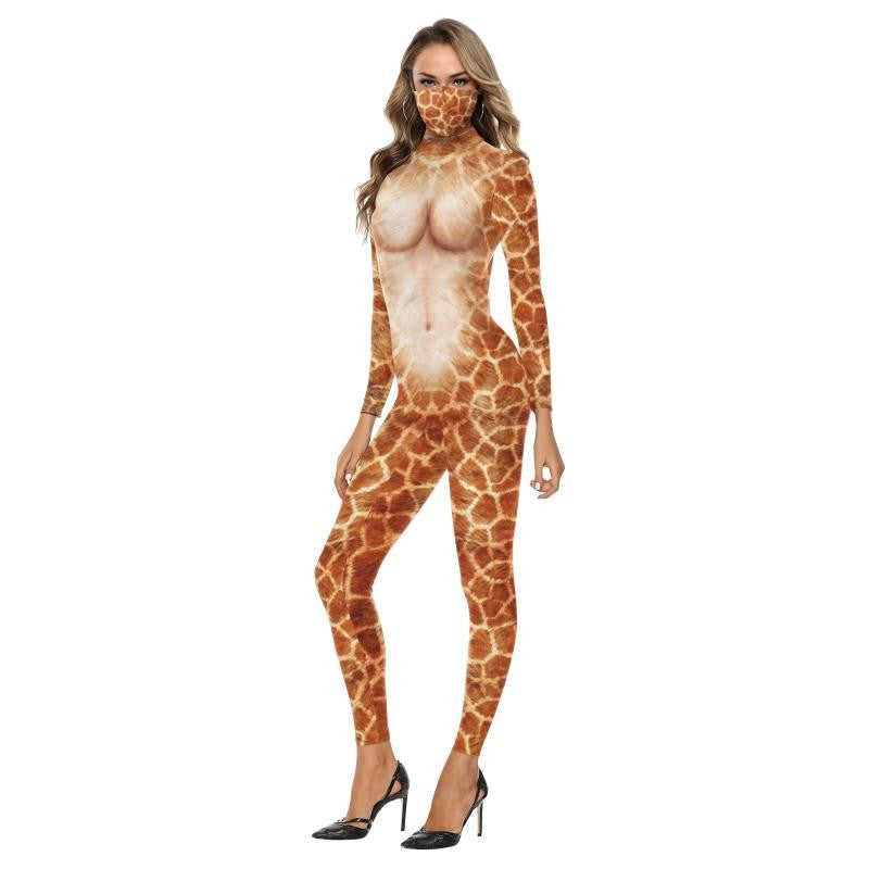 Halloween Animal Jumpsuit Snake Cosplay Costume Tiger Bodysuit Spandex Jumpsuit Party Carnival Stage Performance Dress Up