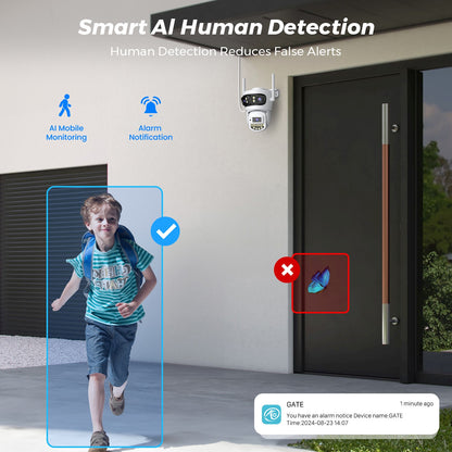 15MP 8K HD Wifi Surveillance Camera Outdoor Three Lens Three Screens Security IP Camera Human Detection 5G Wifi Camera O-KAM PRO