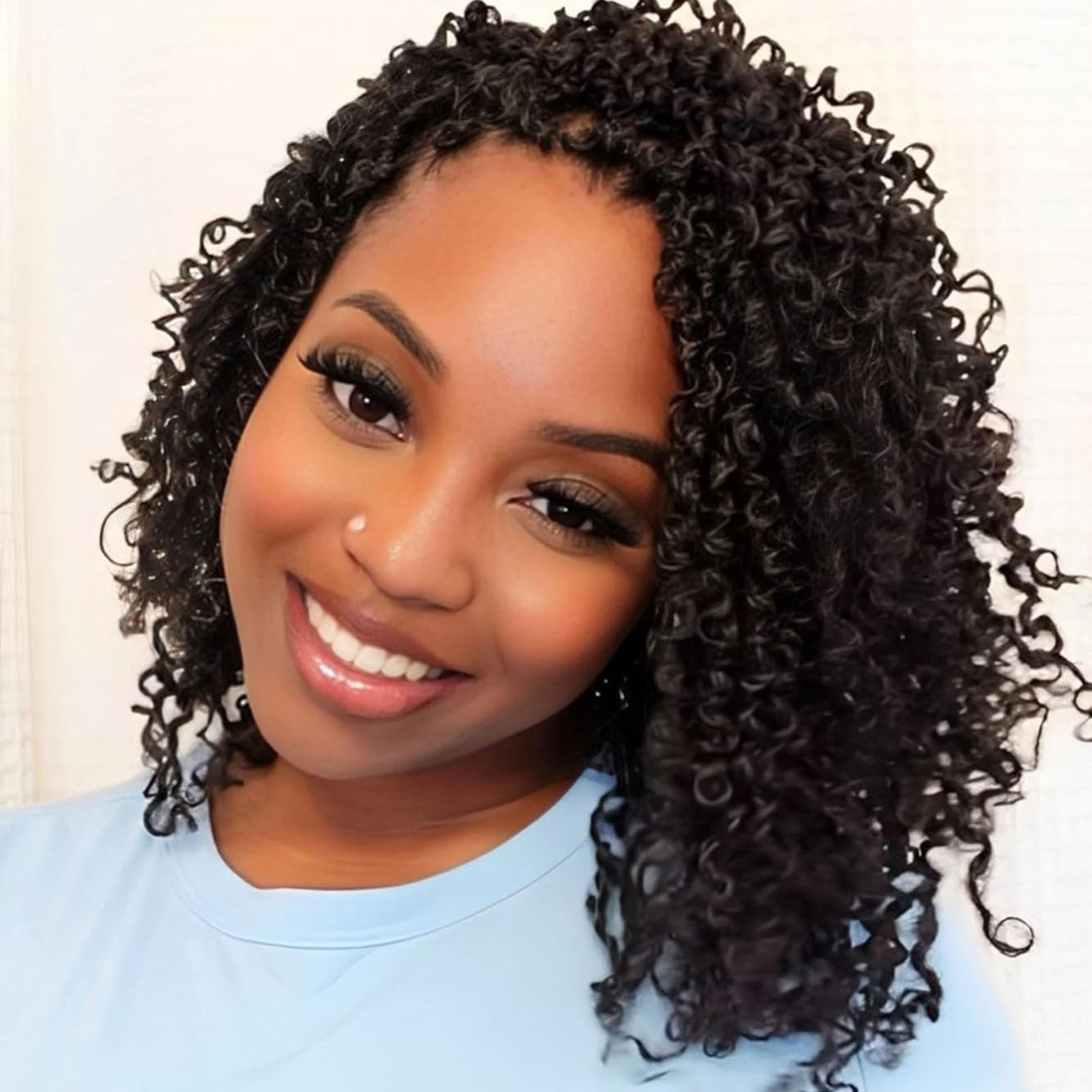 Cabelo de Crochê Yanky Twist de 8" pré-enrolado, Ombre Marrom, Cabelo de Crochê Sintético com Pontas Cacheadas, Cabelo de Crochê Yank Twist para Mulheres Negras