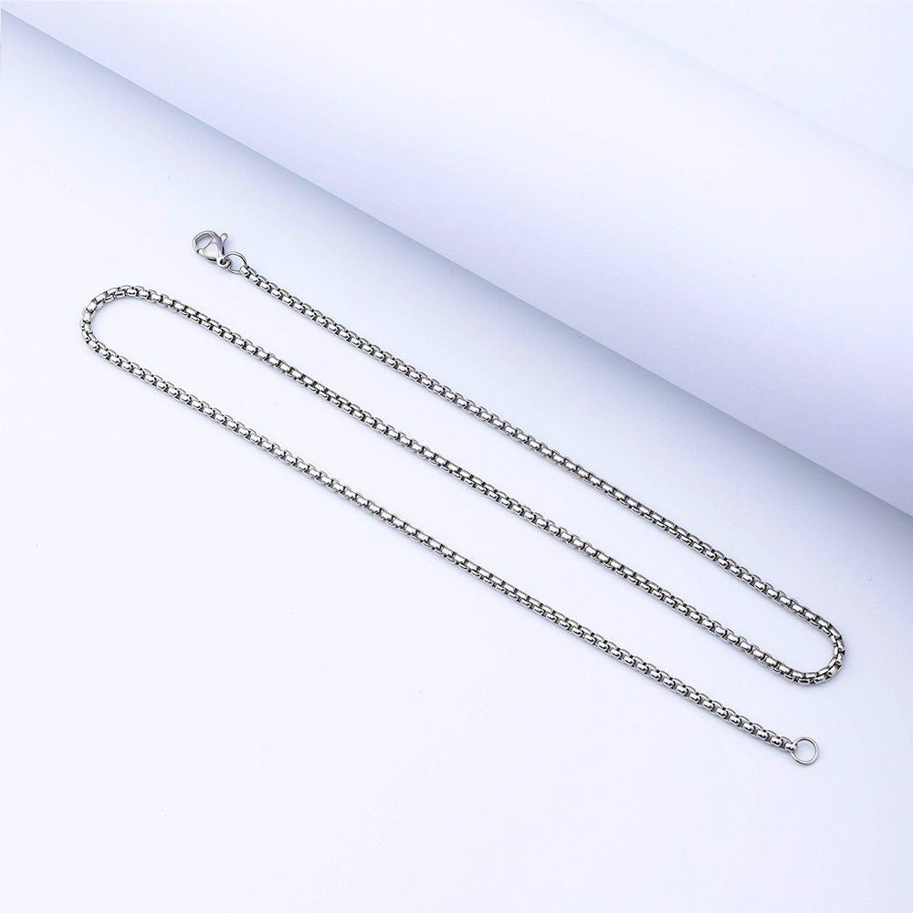 Retro Men Stainless Steel Rolo Square Box Chain Necklace for Men Women Gold Silver Color Choker Metal Jewelry DIY Accessories
