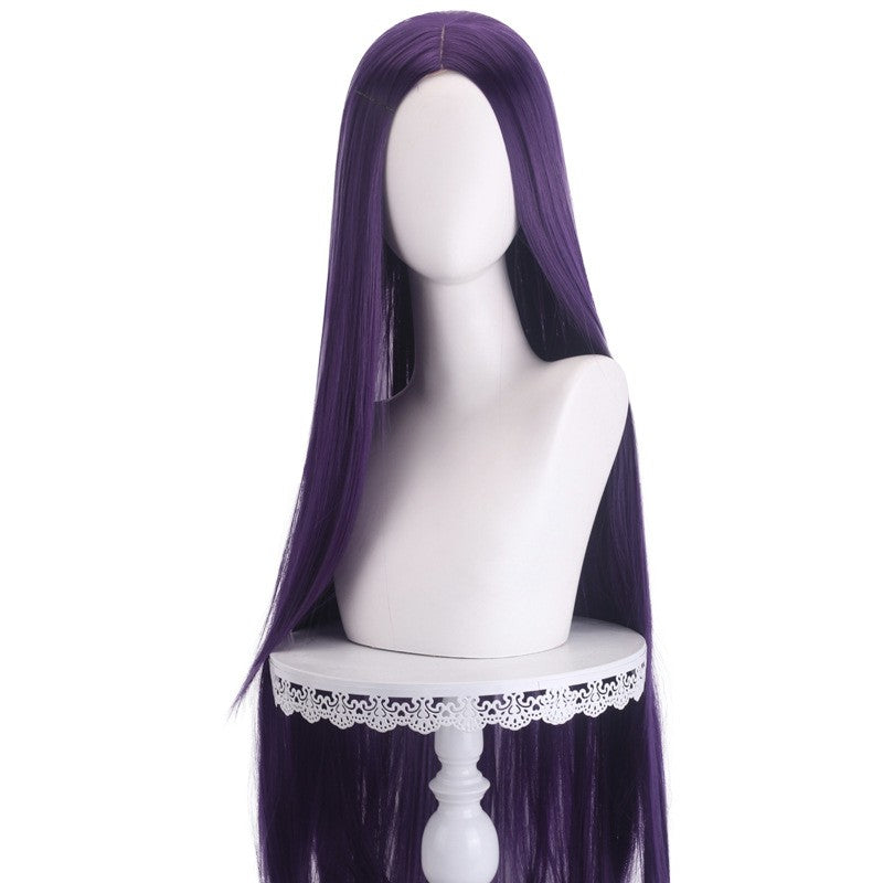 Peruca de Cosplay Longa Lisa Divisão Central Loiro Rosa Vermelho Roxo Resistente ao Calor Cabelo Sintético