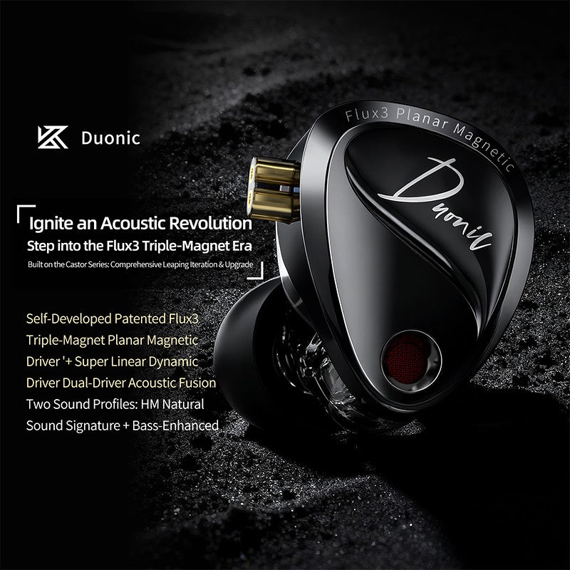 KZ Duonic HiFi Earphones with Super Stroke Three Magnetic Planar Driver HM Acoustic Tuning