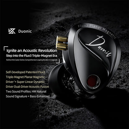 KZ Duonic HiFi Earphones with Super Stroke Three Magnetic Planar Driver HM Acoustic Tuning