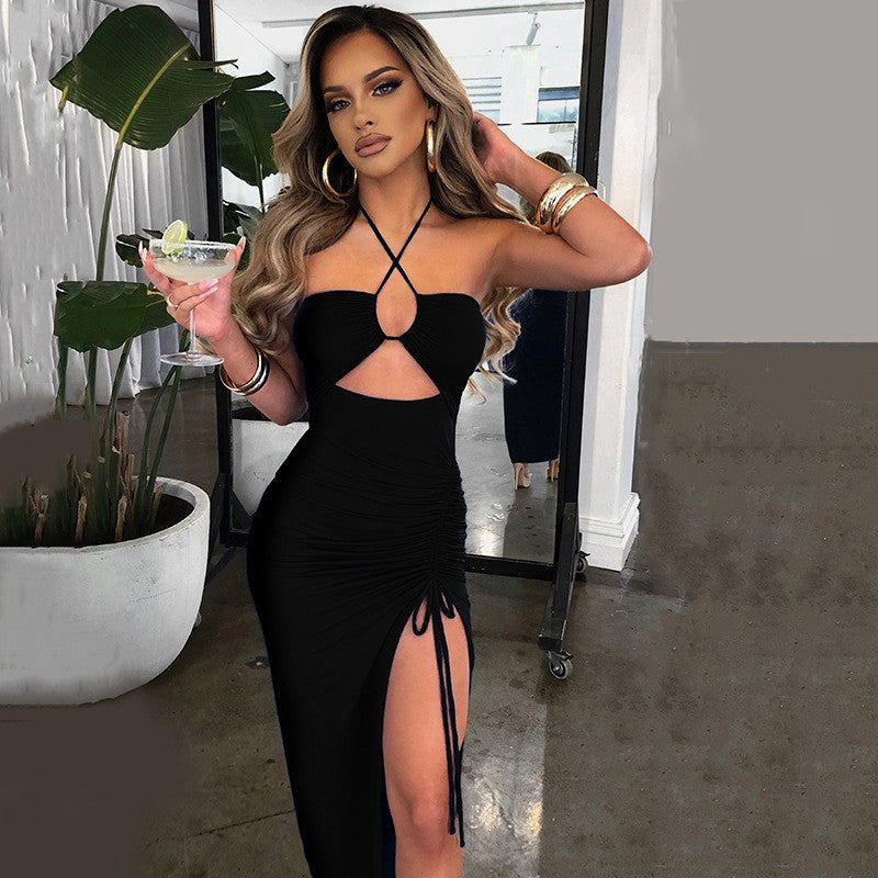 Sleeveless Sexy Female Midi Backless Dresses Slim Night Club Party Women's Dress