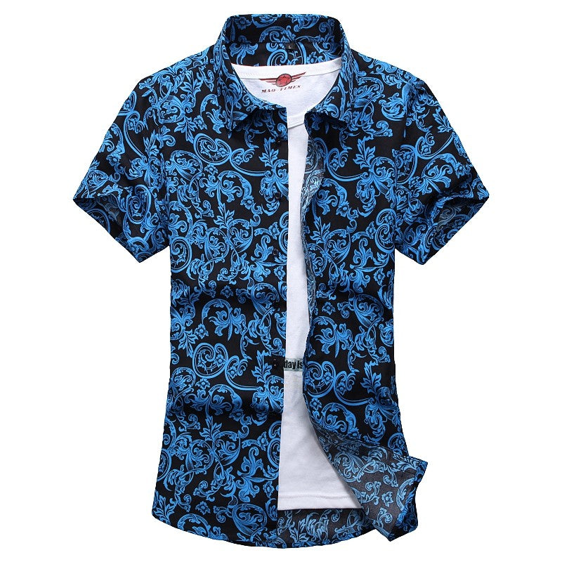 New Summer Men's Short-sleeved Printed Shirts, Turn-down Collar Single-breasted Hawaiian/vacation Shirt, Asian Sizes M-7XL.