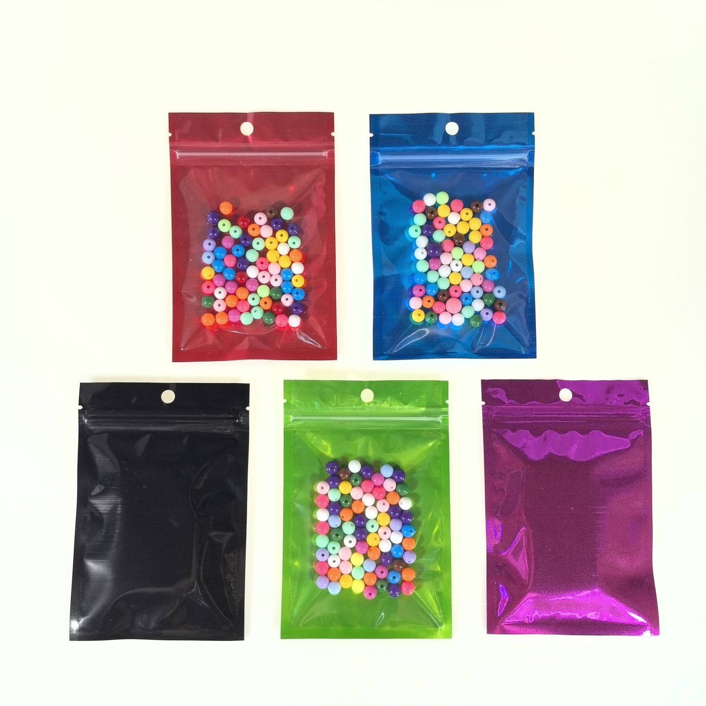 100pcs Silver Aluminum Foil Zip-lock Bags, Food Grade Aluminized Mylar Zipper Self Sealing Pouches for Cloth / Snacks Packaging