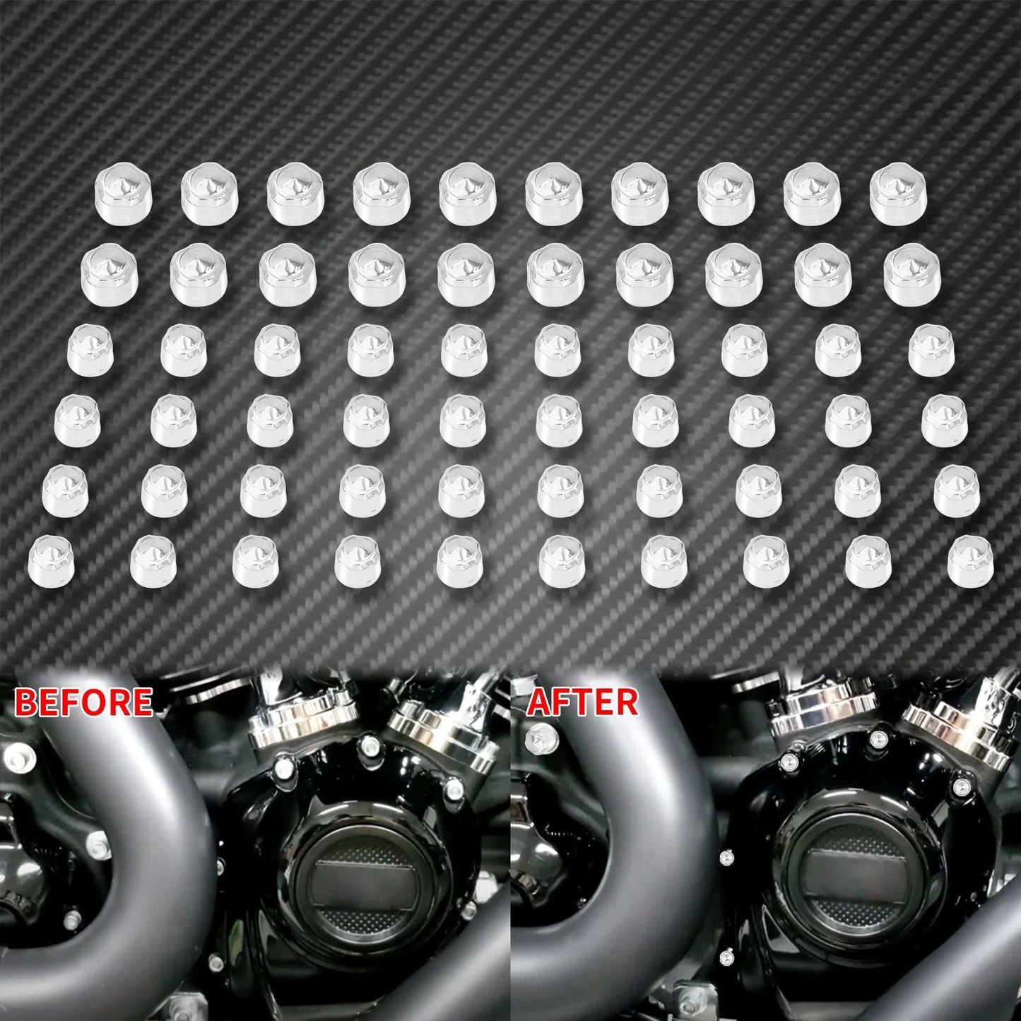 Parafusos Do Motor Da Motocicleta 60 Peças Tampa Protetora Preto/Cromado Para Harley Softail 18-21 Touring Road Electra Glide 17-2021