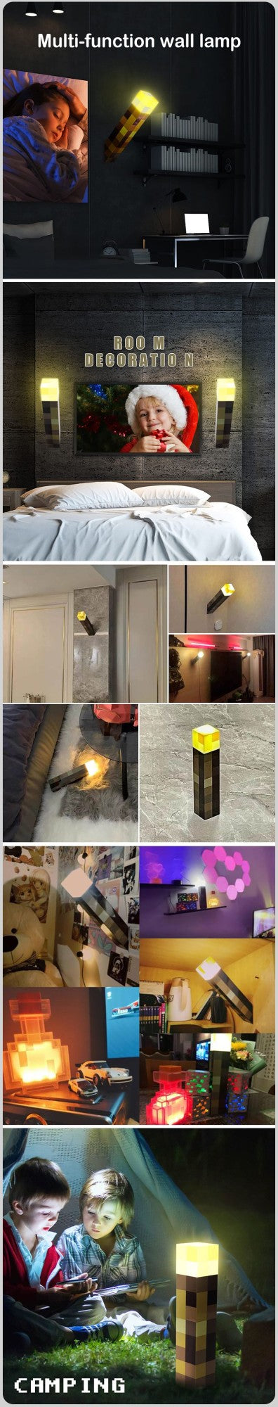 Brownstone Flashlight Torch Lamp Bedroom Decorative Light LED Night Light USB Charging with Buckle 11inch Children Gift