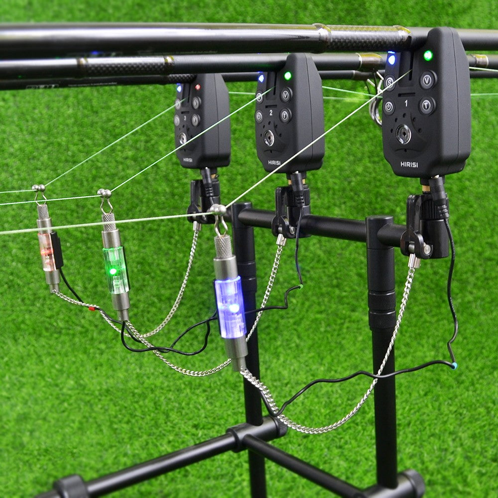 Alarme de picada de pesca sem fio conjunto 1+4 com 4 indicadores de picada luminosos em estojo EVA para pesca de carpas B1203S