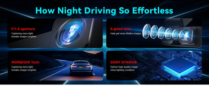 Kocam Dash Cam 4K 3,2 polegadas Mini Carro DVR Lente Dupla Com GPS WIFI ADAS Estacionamento 24h Câmera de Ré 2.5K Visão Noturna Caixa Preta