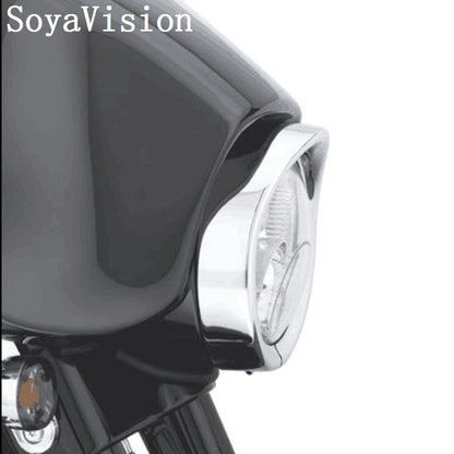 Motorcycle Headlight Trim For Harley Touring Road King Electra Glide Softail FLD/FLH Parts 7" Ring Bezel Visor 4.5" Led Fog Lamp