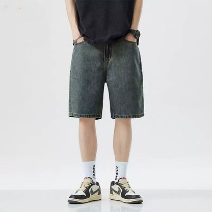 Summer men's seven inch jeans fashion design men's jeans slim fit straight leg short jeans casual loose wide leg denim shorts