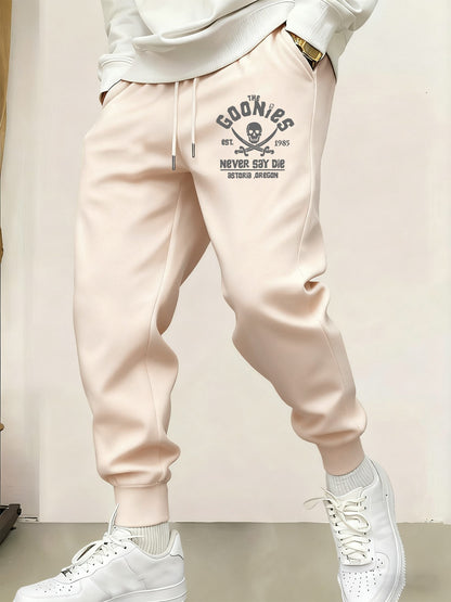 Calça Esportiva Masculina Estampada Caveira Pirata Goonies Básica Calças Cintura Elástica Macia Calças Outono com Cordão Unissex