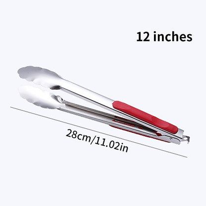9 ", 12", 14 "- non slip stainless steel barbecue tongs meat salad bread clip barbecue rack buffet clip barbecue cooking tools