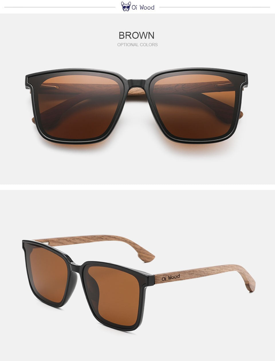 Oi Wood Óculos de Sol Quadrados para Homens e Mulheres Óculos de Madeira Lentes Azuis Polarizadas Óculos Masculinos Óculos de Luxo
