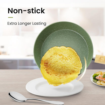 30-Piece Non-Stick Granite Cookware Set, Induction Compatible Pots & Pans with Bakeware, Green Kitchen Essentials