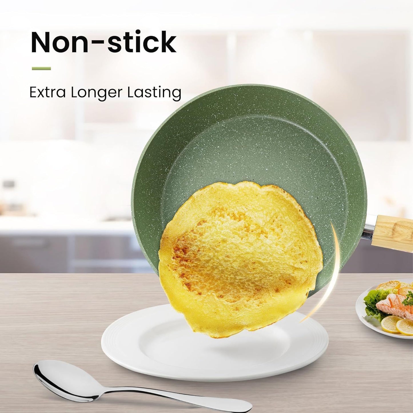 30-Piece Non-Stick Granite Cookware Set, Induction Compatible Pots & Pans with Bakeware, Green Kitchen Essentials