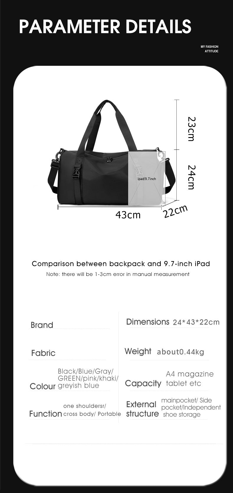 1 Piece Upgraded Sports Bag, Fitness Bag for Men and Women, Large Capacity Dry and Wet Separation Swimming Bag, Short-Distance Business Trip Portable Travel Bag, Sports Shoe Storage Bag, Multi-Purpose Luggage Bag