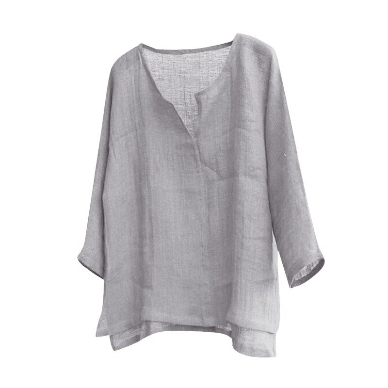 Men's Cotton Linen Shirts Blouses Long Sleeve Social Shirts For Men V-Neck White Formal Shirt Oversized Shirts Top Mens Clothing