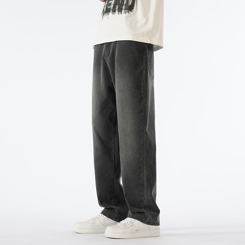 Calças jeans masculinas largas de perna reta, cintura alta, plus size, extra longas, 115cm, Primavera 190