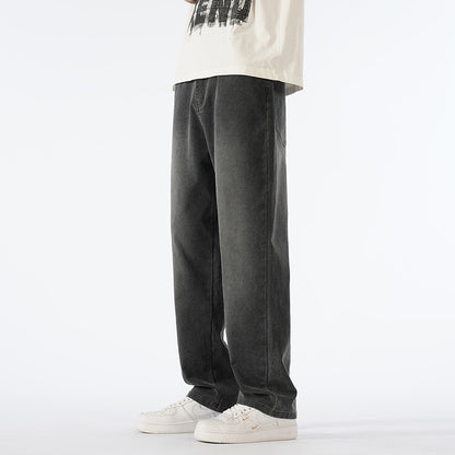 Calças jeans masculinas largas de perna reta, cintura alta, plus size, extra longas, 115cm, Primavera 190
