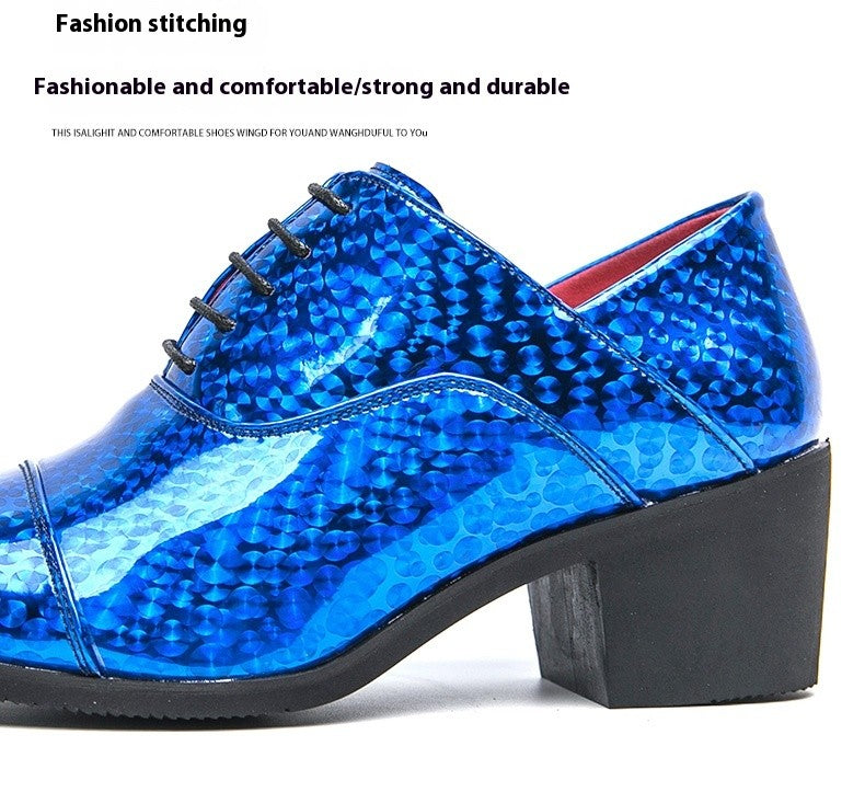New pointed high-heeled shoes for men to increase business dress office men's shoes groom wedding wedding shoes