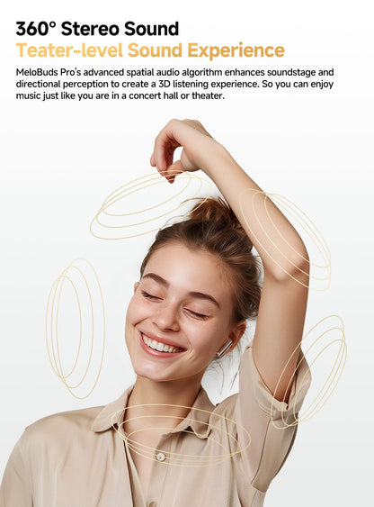 QCY MeloBuds Pro ANC Bluetooth 5.3 Earphones Wireless 46dB Hybrid ANC Hi-Res LDAC Earbuds 6 Mic Headphones 34H in-Ear Detection