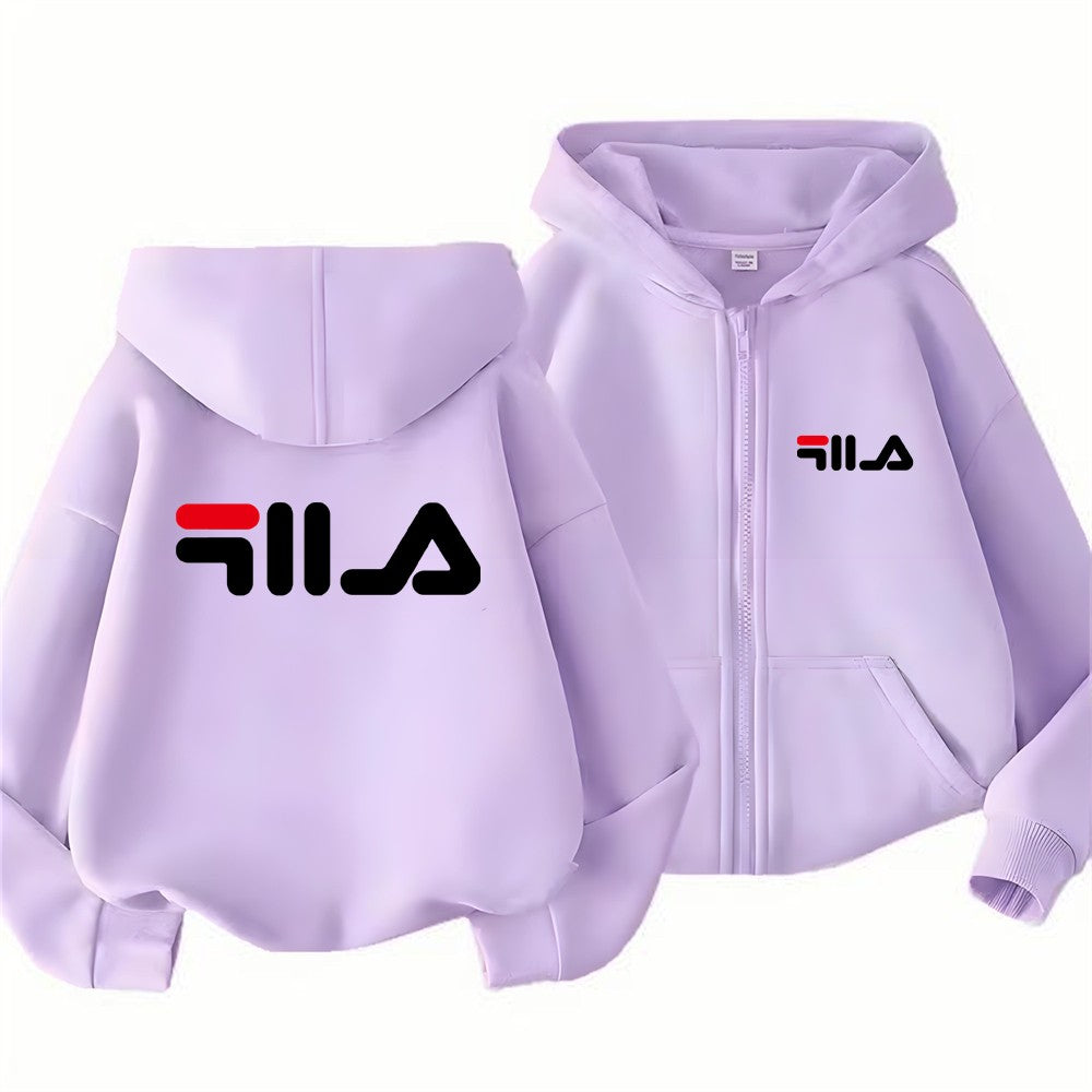 Children's Trendy Hoodie Zipper Style Coat Sweatshirt Boys Girls 3-12Yrs Gift Long Sleeve Top Casual Charming black Clothes