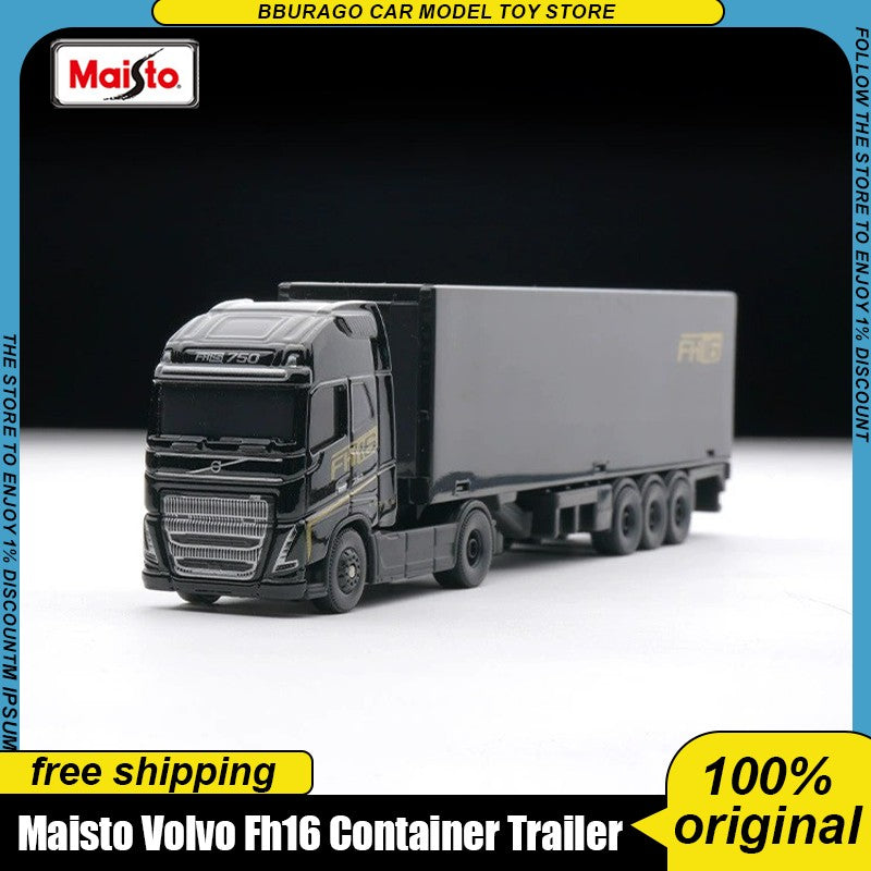 Em estoque Maisto 18cm Volvo FH16 Container Trailer Liga Miniatura Modelo Diecast Scania 770s Veículo de Transporte Pesado Brinquedo Presente Infantil