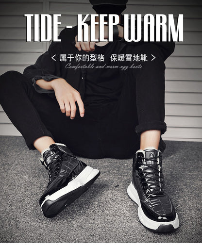 Trendy Silver Winter Boots Man High top Sneakers Outdoor Warm Plush Men's Snow Boots Platform Furry Ankle Boots Men Casual Boot