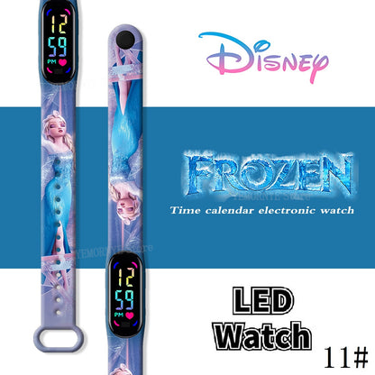 Disney Frozen Digital Kids' Watches Anime Figures LED Luminous Watch Touch Waterproof Electronic Sports Watch Kids Birthday Gift