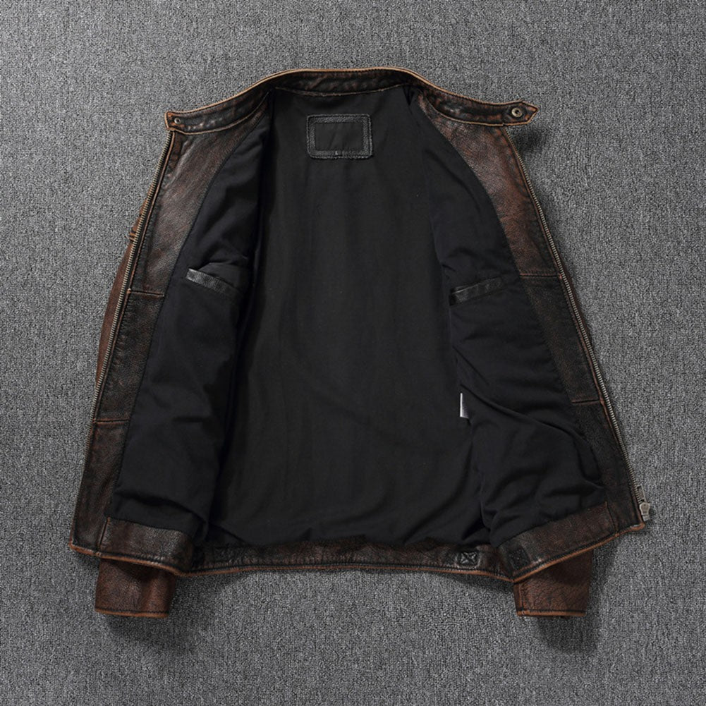 Men Imatition Leather Retro Stand Collar Jacket PunkStyle Coat Motorcycle Clothe