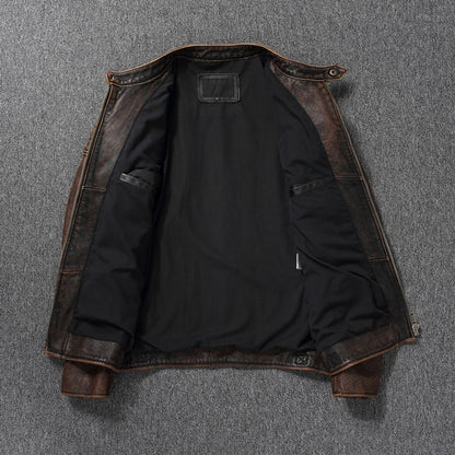 Men Imatition Leather Retro Stand Collar Jacket PunkStyle Coat Motorcycle Clothe
