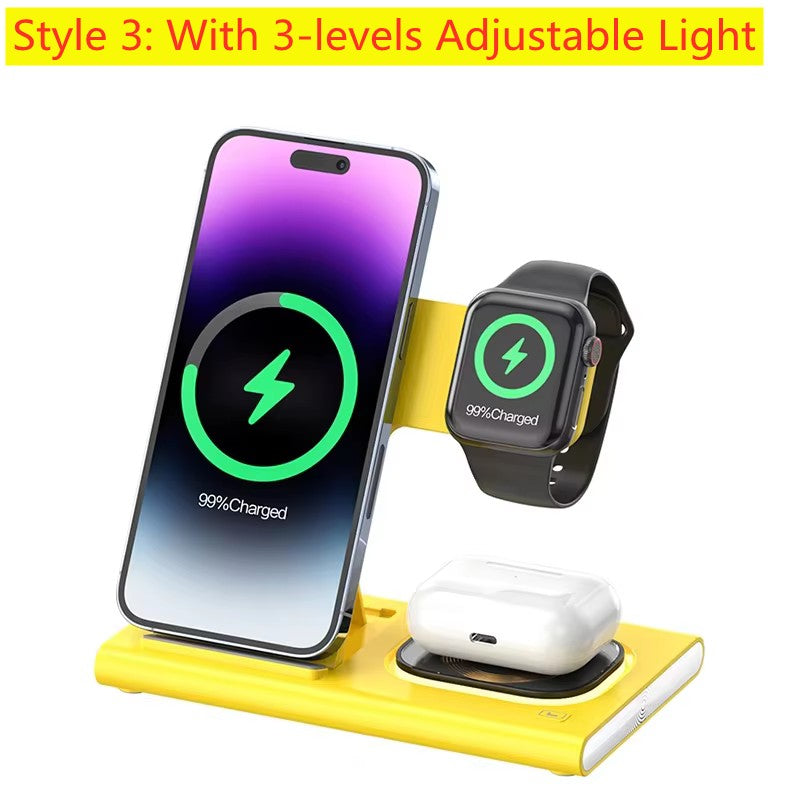 Base Carregadora Sem Fio Rápida 300W Dobrável para iPhone 16 15 14 13 12 Pro Max Apple Watch Airpods