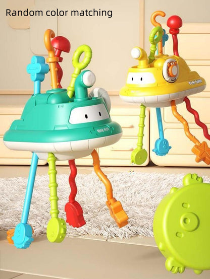 1-3Year Babies Random color matching  Sensory Montessori Toys Silicone Pull String Toy for 0 12 Months Teething Small boat desig