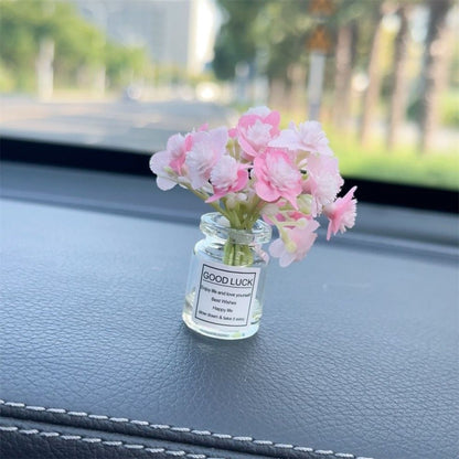 White Simulated Flower Vase Car Center Console Decoration Mini Vase Pink Purple Blue Yellow Simulated Flower Decoration