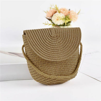New Half Round Straw Bags for Women Summer Beach Rattan Bag Handmade Woven Half Moon Crossbody Handbags Bohemia