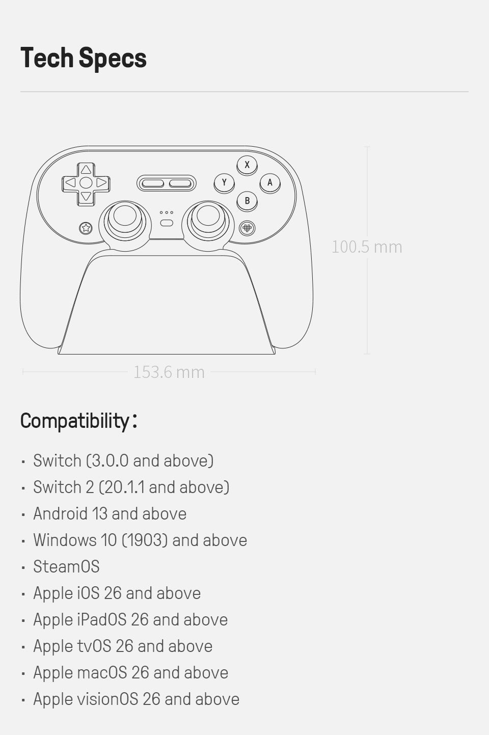 8BitDo Pro 3 Bluetooth Controller for Nintendo Switch 1/2 with TMR Joysticks, Charging Dock for Windows, Apple, SteamOS, Android