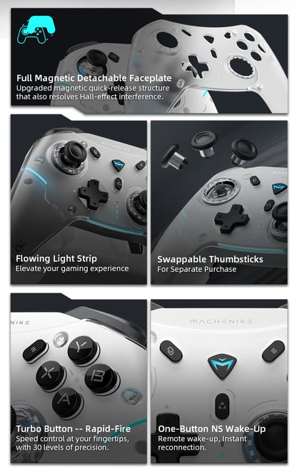 MACHENIKE G5Pro Max SE Gaming Controller With Charging Dock Optional Hall Effect Joysticks Triggers RGB Light Wireless Gamepad