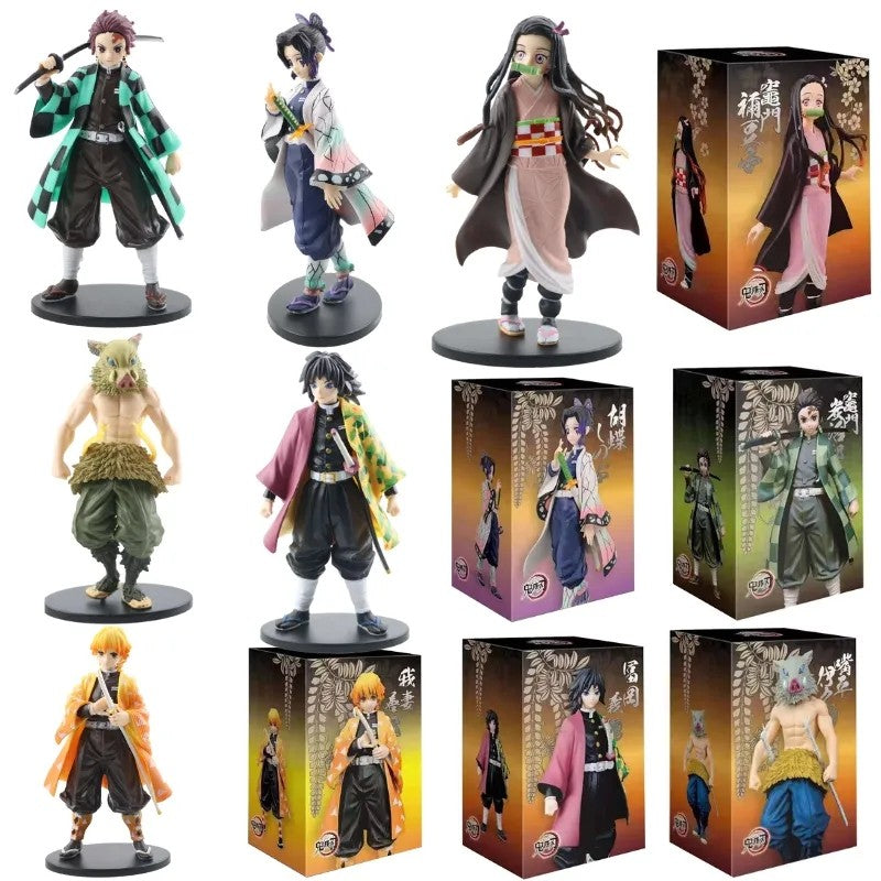 Anime figura Demon Slayer Figura Kamado Tanjirou Nezuko Action Figures PVC Modelo Brinquedos Zenitsu Estatueta Inosuke Kimetsu No Yaiba