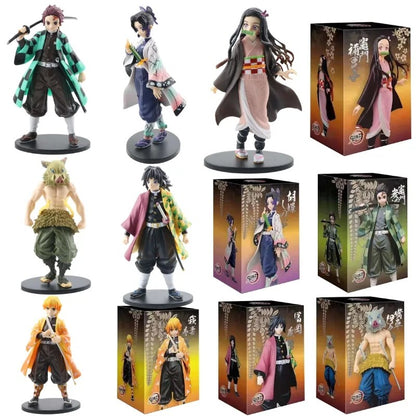 Anime figura Demon Slayer Figura Kamado Tanjirou Nezuko Action Figures PVC Modelo Brinquedos Zenitsu Estatueta Inosuke Kimetsu No Yaiba