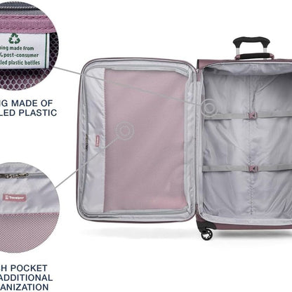 Expandable 4-Wheel Softside Luggage, Dusty Rose Pink, 29-Inch Large Suitcase for Men & Women
