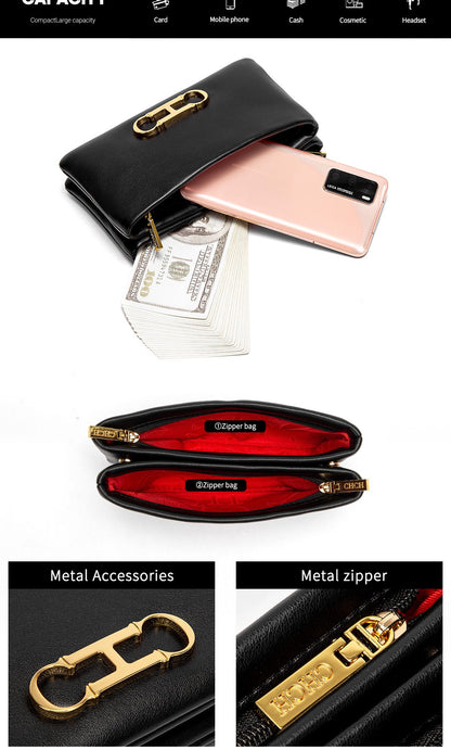 Fashionable Luxury Design 2024 Women's Solid Color Rectangular Handbag Business Party Letter Design Card Bag