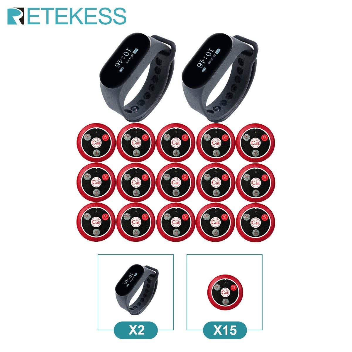 RETEKESS Restaurant Pager Wireless Waiter Calling System TD112 Waterproof Watch Pager Receiver T117 Call Buttons for Cafe Bar