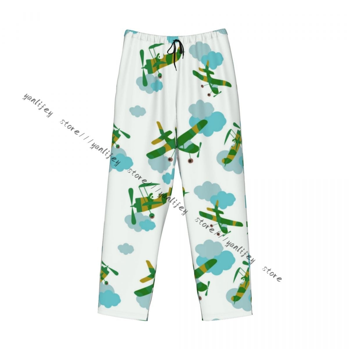 Men Sleep Bottoms Male Lounge Trousers Men's Airplanes And Clouds Pajama Pants