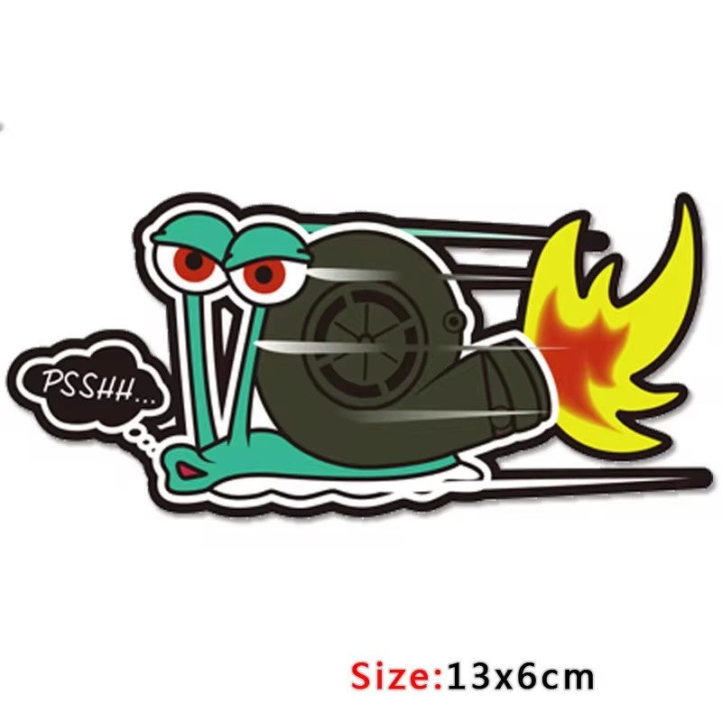 Adesivos de carro de corrida refletivos com design clássico divertido PSSHH Turbo Caracol decalque de vinil para motocross para decorar carros